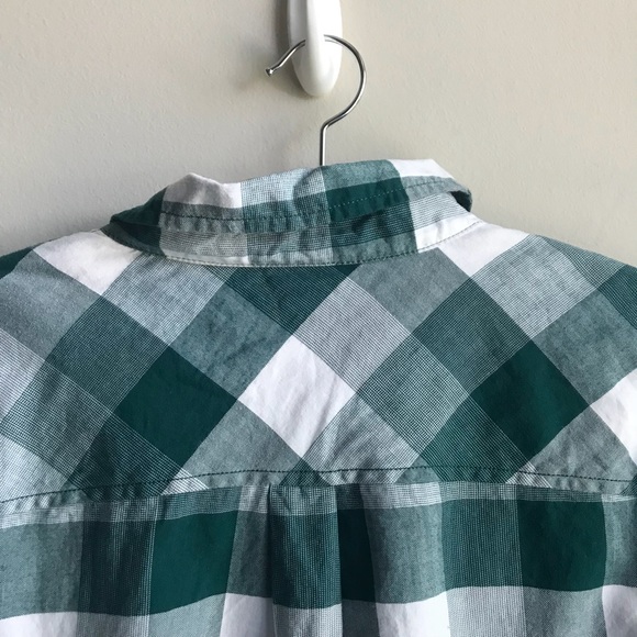 J. Crew Factory Green Plaid Popover Button Down - Picture 7 of 8